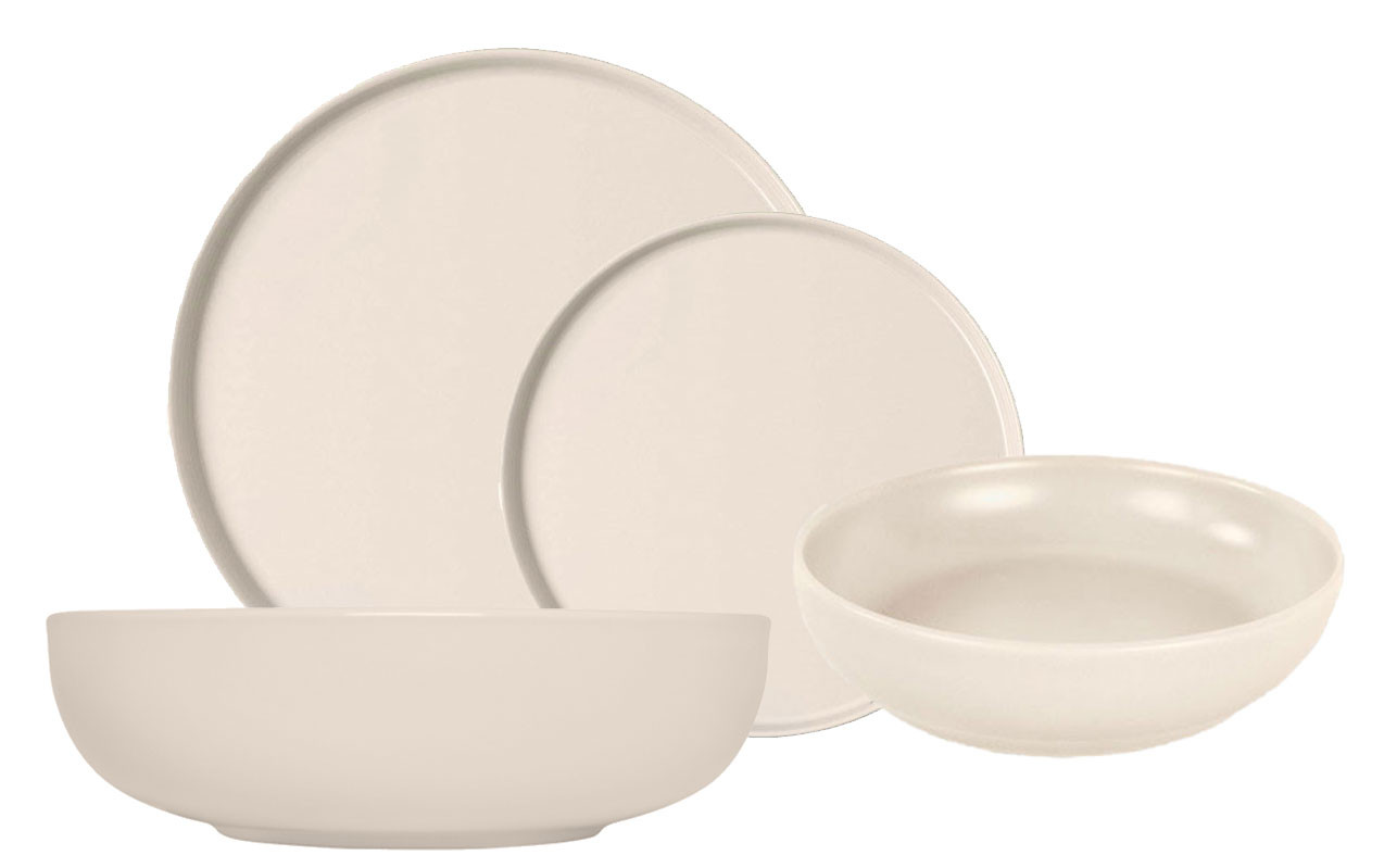 Σερβίτσιο Φαγητού Κεραμικό Nordic Cream Mat Σετ 19Τμχ. Happy Ware