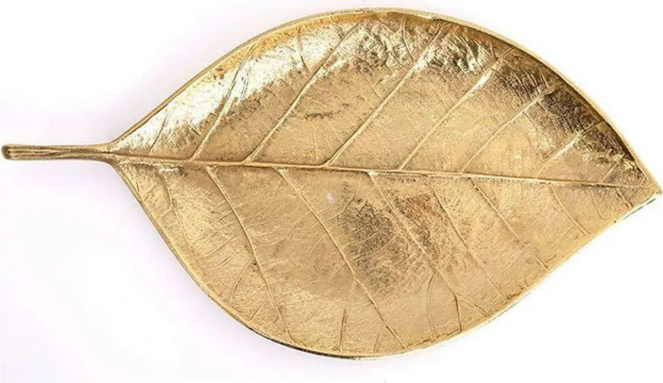 Διακοσμητική Πιατέλα Φύλλο Μεταλλική Χρυσή 44cm