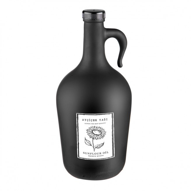 Μπουκάλι Λαδιού Pour Dip Γυάλινο Mε Λαβή Μαύρο 1500ml