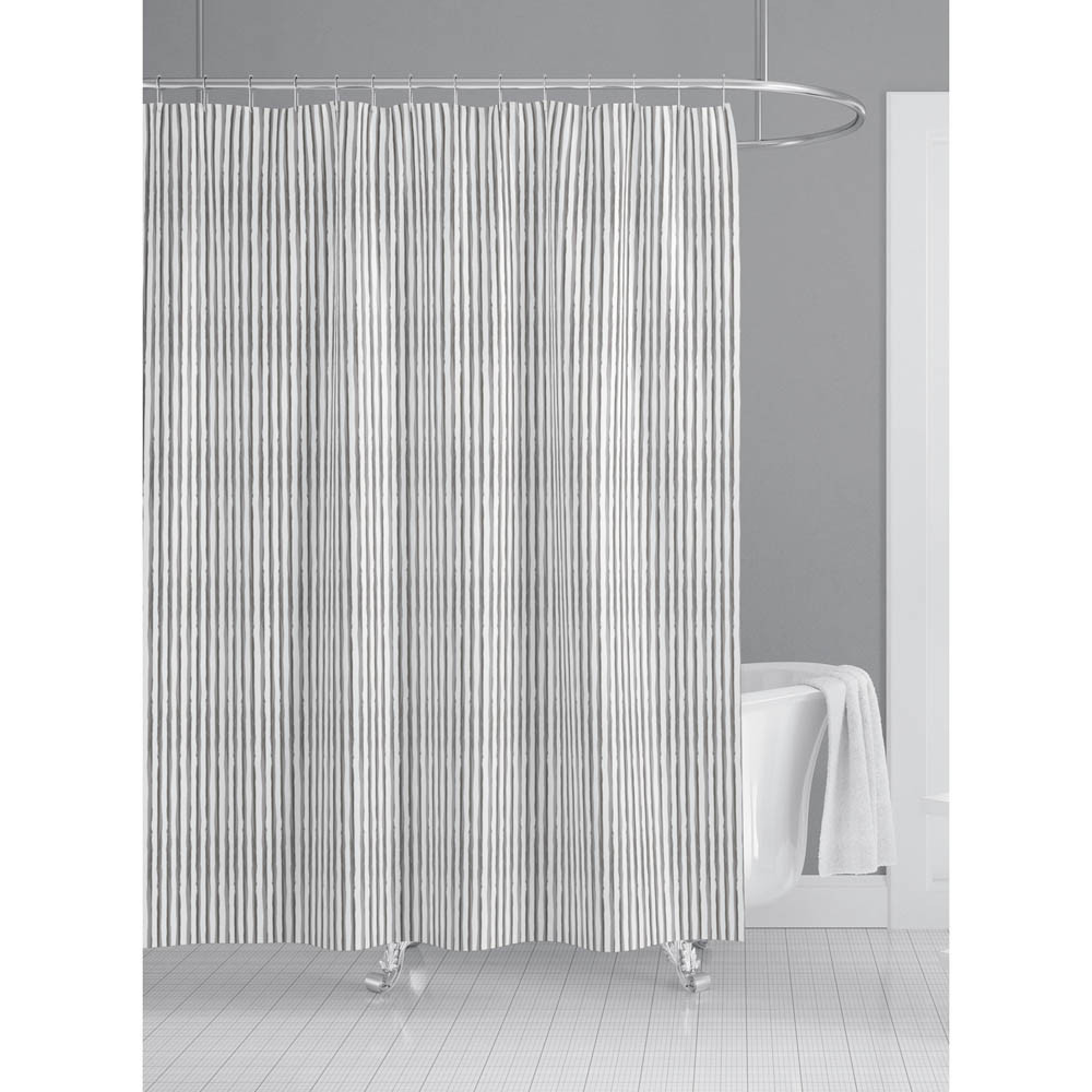 Κουρτίνα Μπάνιου Γκρι Ρίγες Polyester 180x180cm
