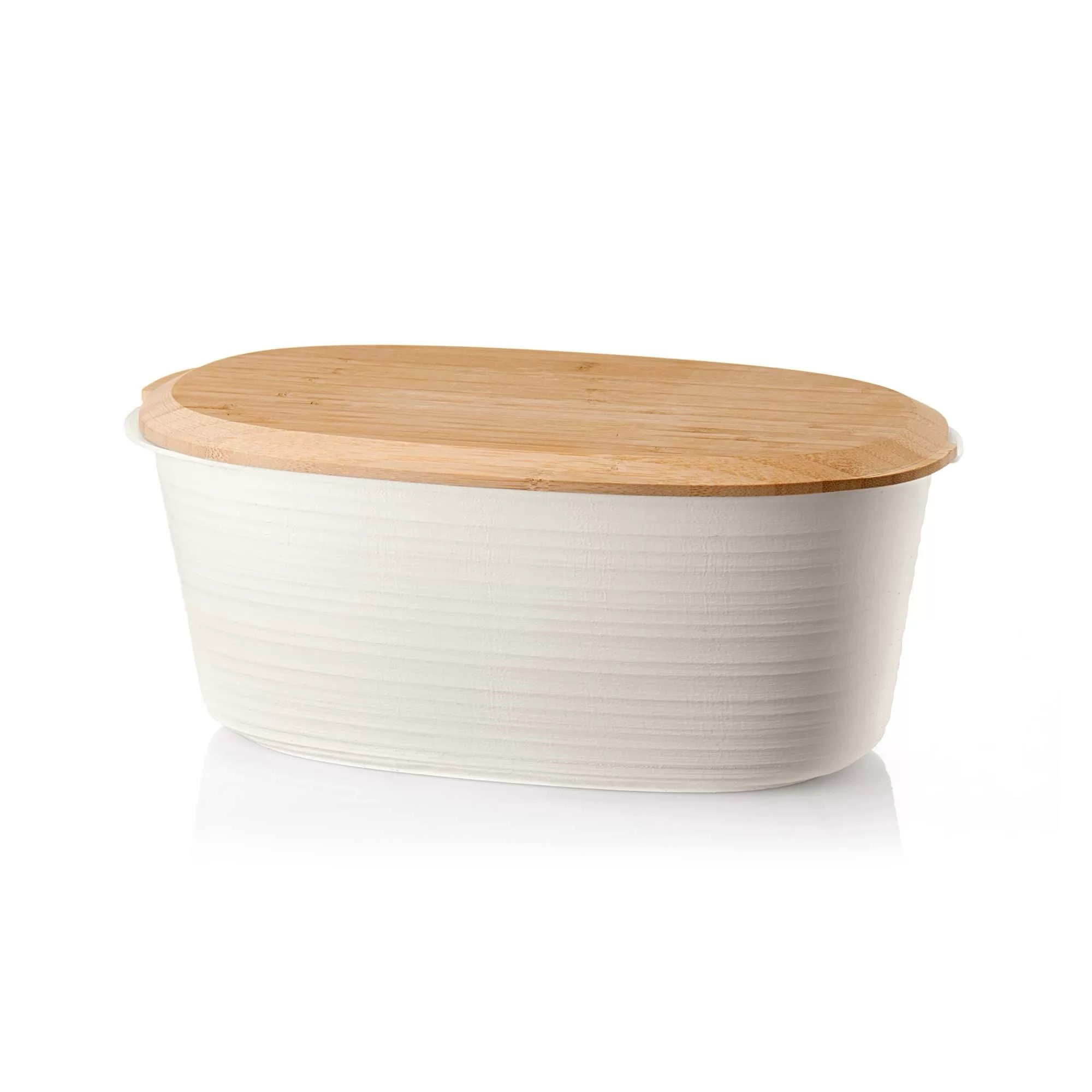 GUZZINI Guzzini Ψωμιέρα Tierra White με Bamboo Καπάκι 31,5x16,5x12,9cm