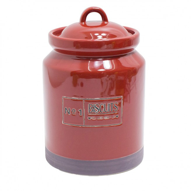 Μπισκοτιέρα Κεραμική Country Red 22cm