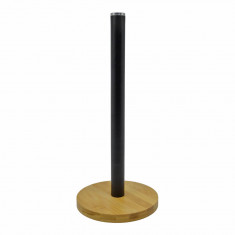 Βάση Για Χαρτί Κουζίνας Μεταλλική Με Ξύλο Bamboo Μαύρη 15x34cm