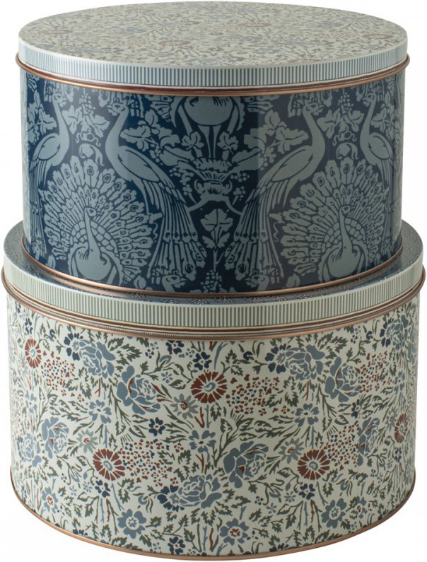 Laura Ashley Κουτιά Μεταλλικά Σετ 2 Τεμ. Daniela Red & Peacock Tea Collectable