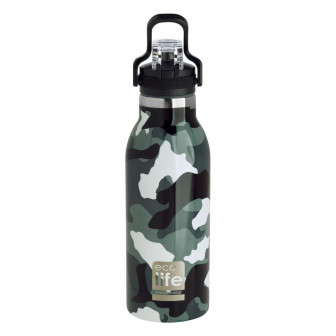 Ecolife Παγούρι Θερμός Ανοξείδωτο Με Καλαμάκι 550ml Camouflage