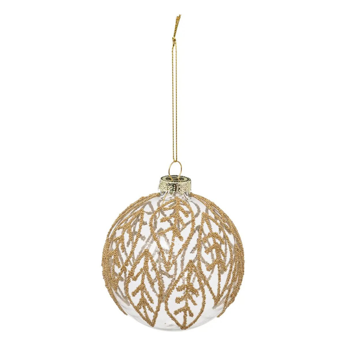 ATMOSPHERA Atmosphera Χριστουγεννιάτικη Μπάλα Γυάλινη Gold Leaves 9cm