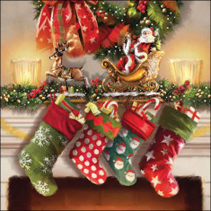 Χριστουγεννιάτικες Χαρτοπετσέτες Πολυτελείας 20Τμχ. Hanging Stockings Ambiente