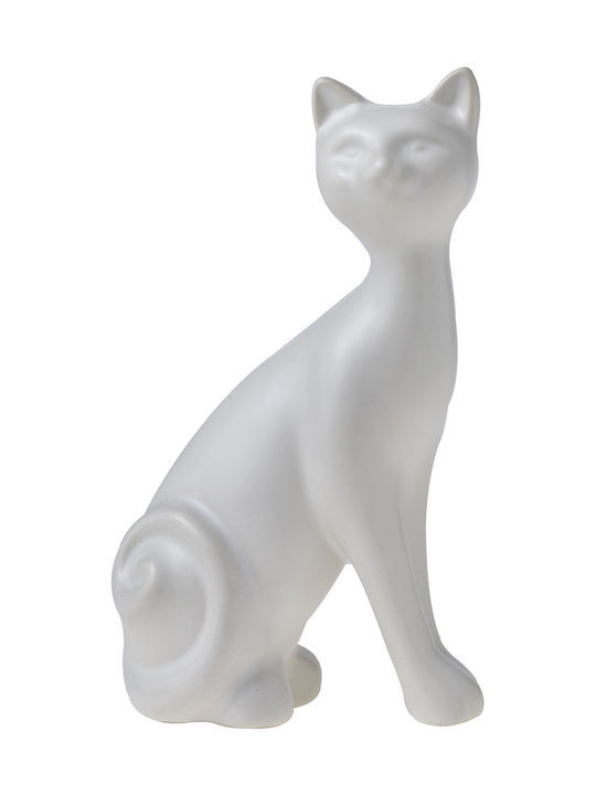 HFA Διακοσμητική Φιγούρα γάτα Κεραμική Mignon White Matte 15cm