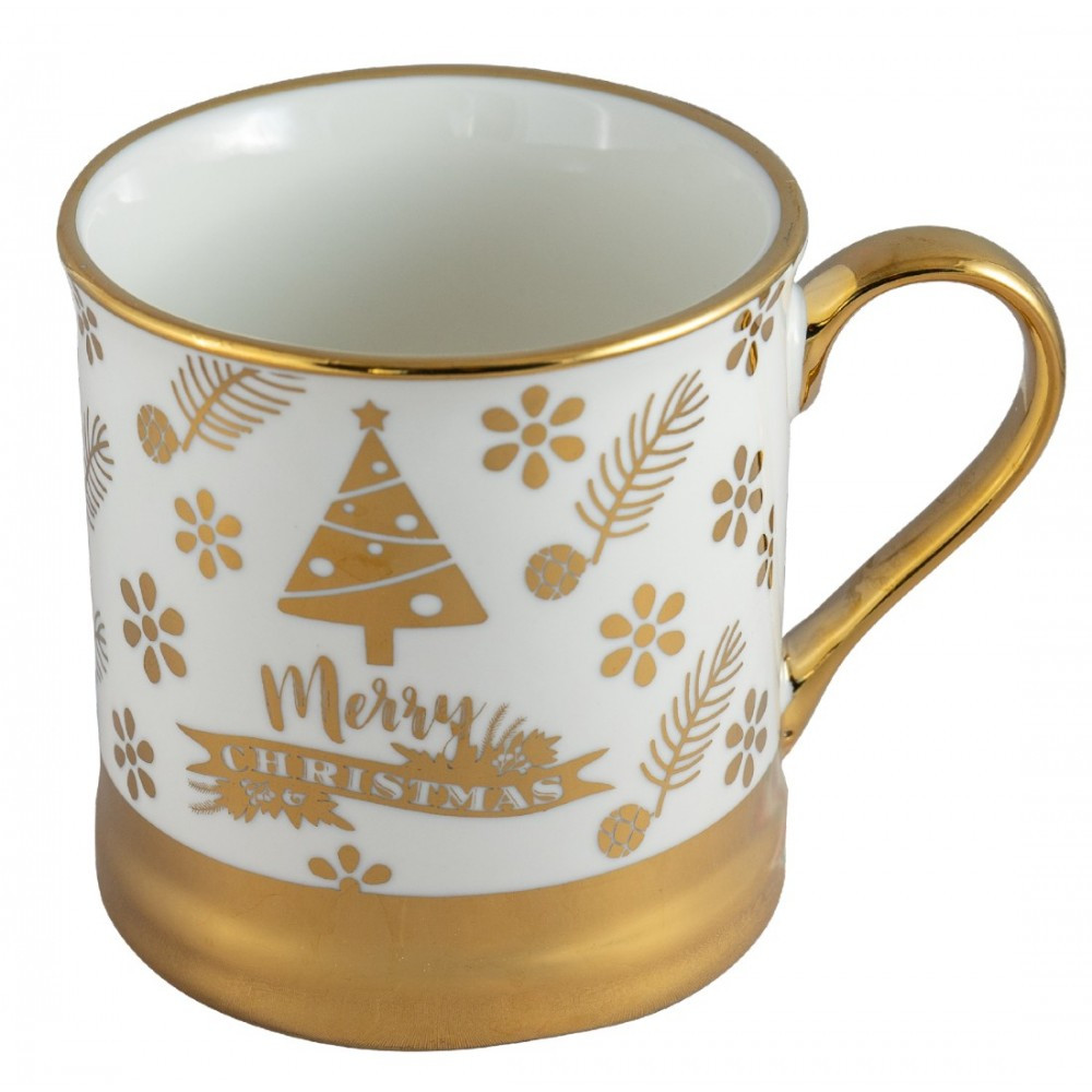 HOME FASHION ACCESSORIES Χριστουγεννιάτικη Κούπα Πορσελάνης Gold Christmas 400ml