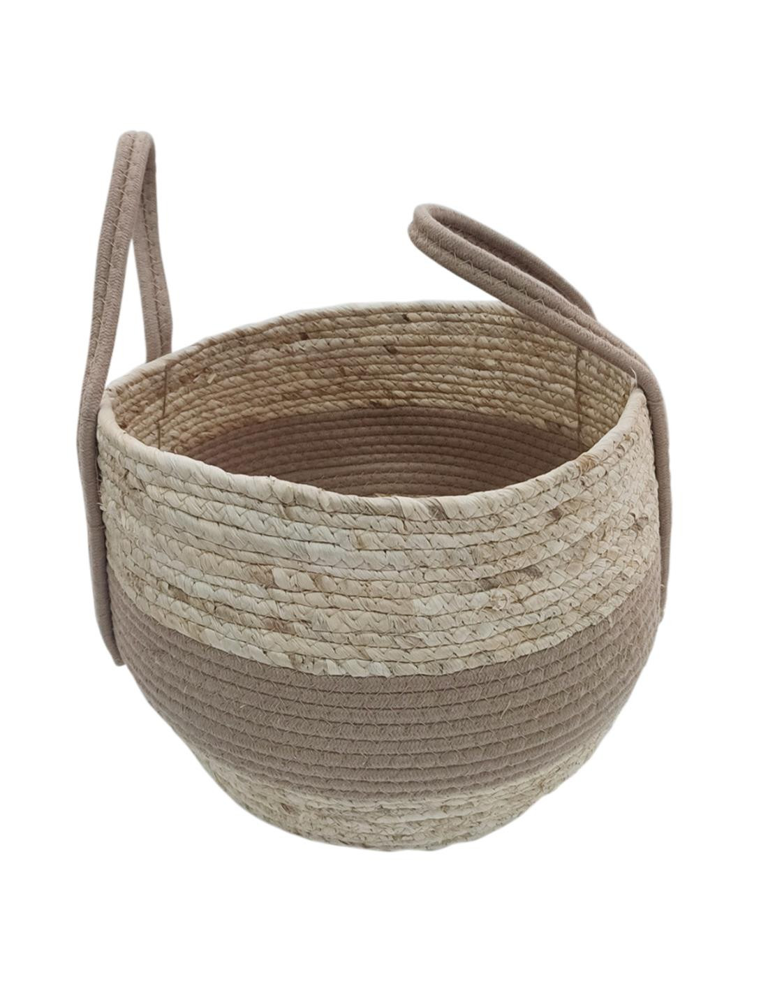 Καλάθι Ψάθινο Με Φάσα Γιούτας 32×25,5cm