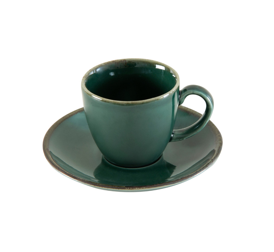 PORLINE PORCELEN Porline Φλιτζάνι Πορσελάνης Espresso Με Πιάτο Tivoli Green 90ml