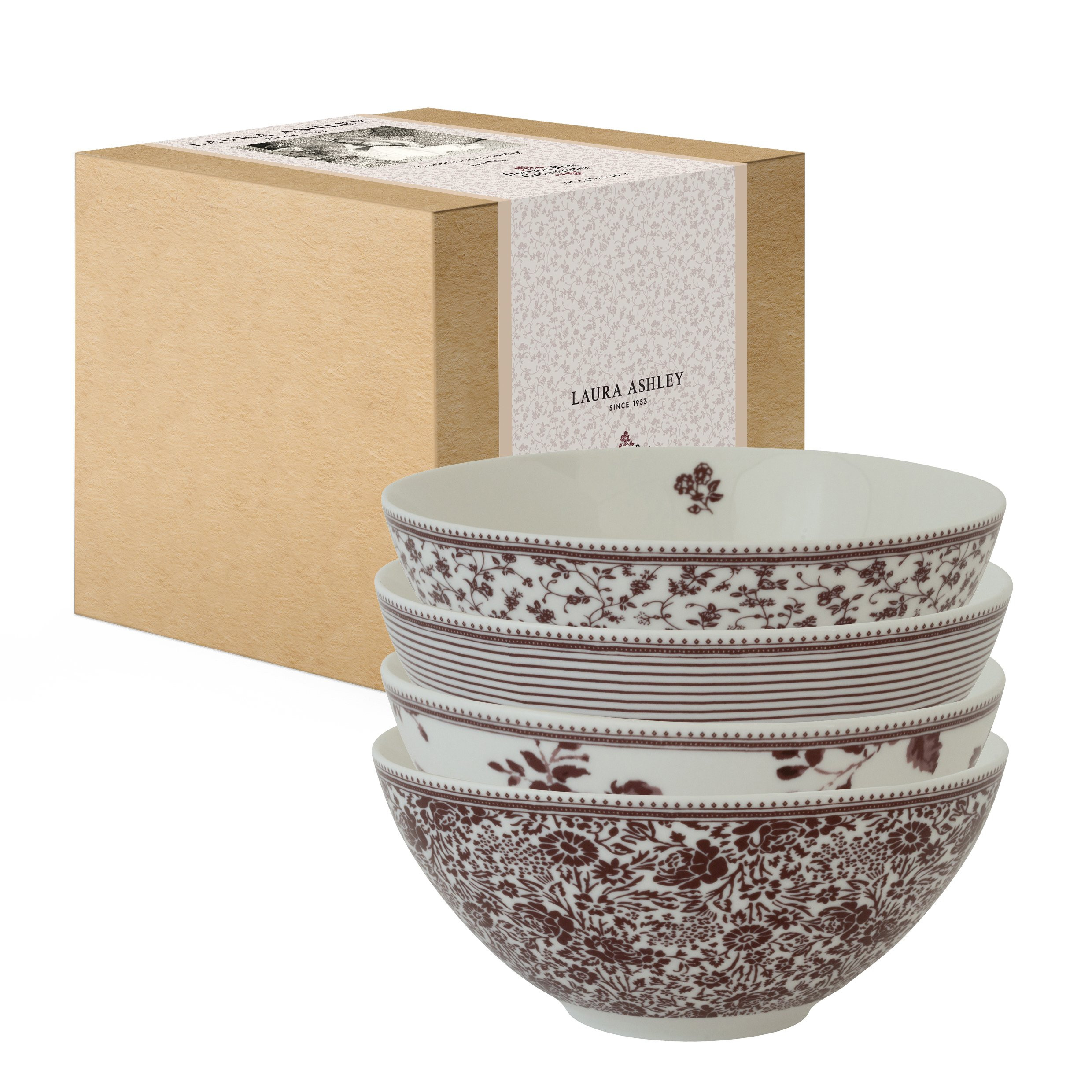 Laura Ashley Μπολ Πορσελάνης Σετ 4τμχ 16cm Damson Rose