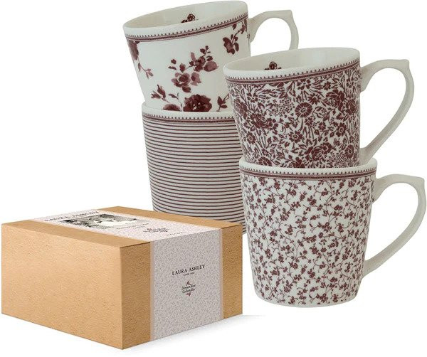 LAURA ASHLEY Laura Ashley Κούπες Πορσελάνης Σετ 4τμχ 320ml Damson Rose