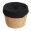 Καλάθι Ψάθινο Στρογγυλό Με Βαμβακερό Μαύρο Καπάκι 22cm