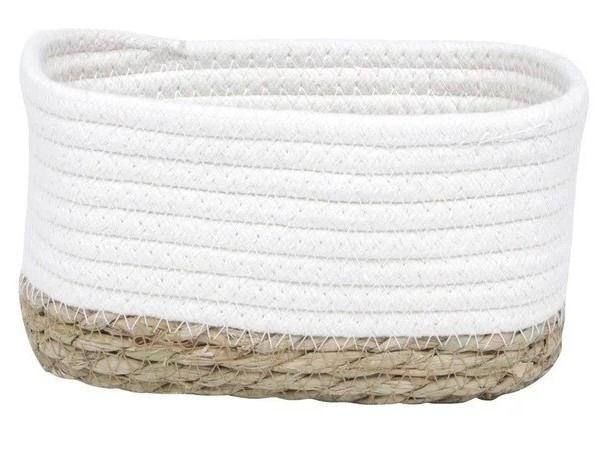 ARTE REGAL Arte Regal Καλάθι Αποθήκευσης Ψάθα Με Ύφασμα White23cm