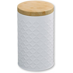 Kesper Δοχείο Μεταλλικό Λευκό Με Bamboo Καπάκι 11X18cm