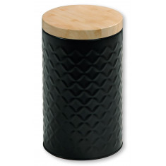 Kesper Δοχείο Μεταλλικό Μαύρο Με Bamboo Καπάκι 11X18cm