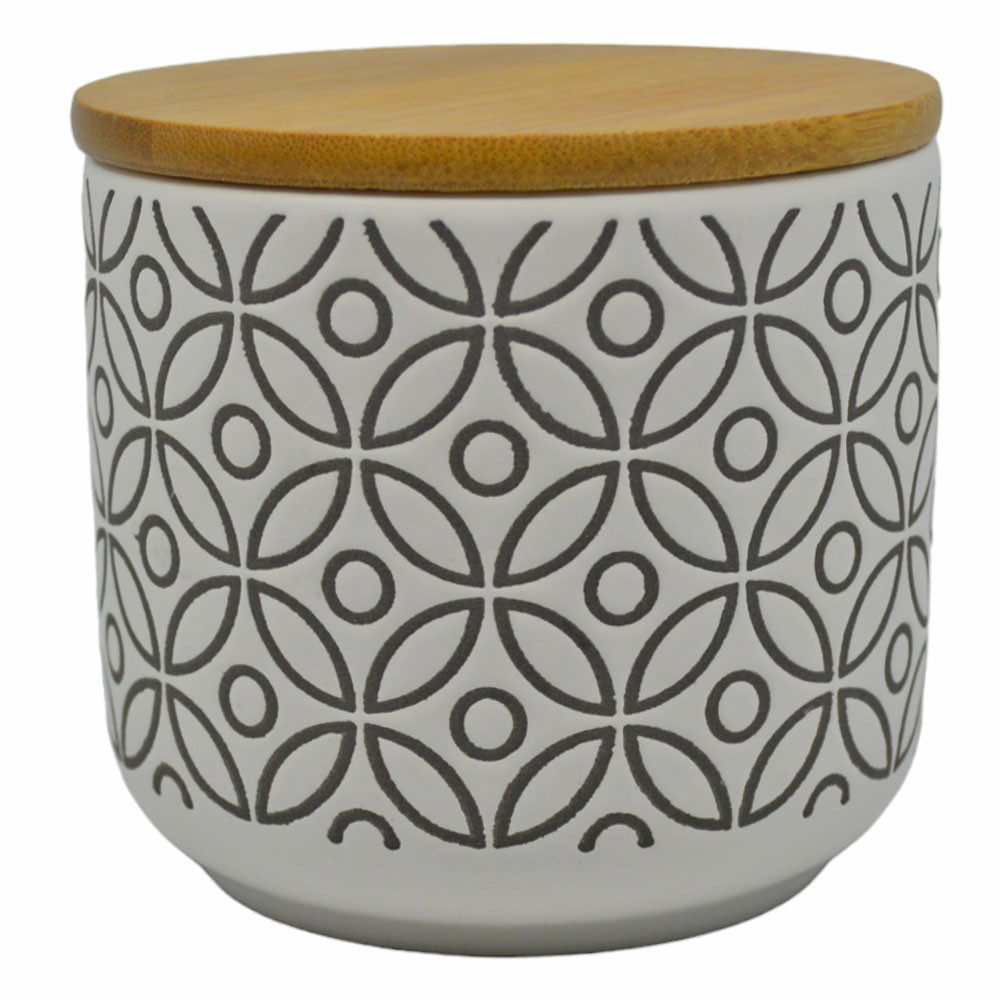 Ankor Δοχείο Κεραμικό Άσπρο Με Bamboo Καπάκι 10x9,2cm