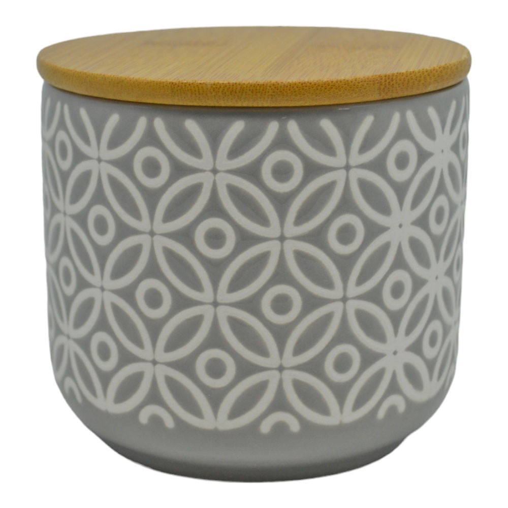 Ankor Δοχείο Κεραμικό Γκρι Με Bamboo Καπάκι 10x9,2cm
