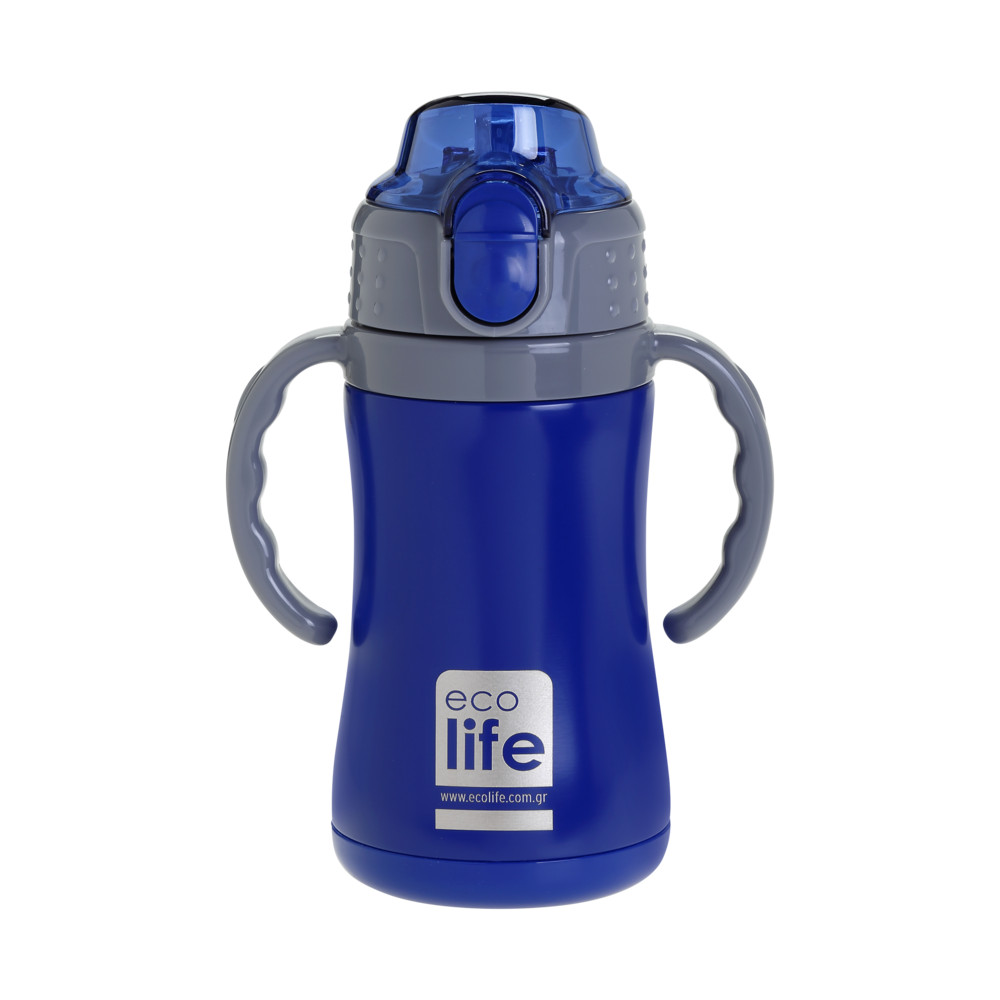 ECOLIFE Ecolife Παγούρι Θερμός Ανοξείδωτο Με Καλαμάκι 300ml Blue