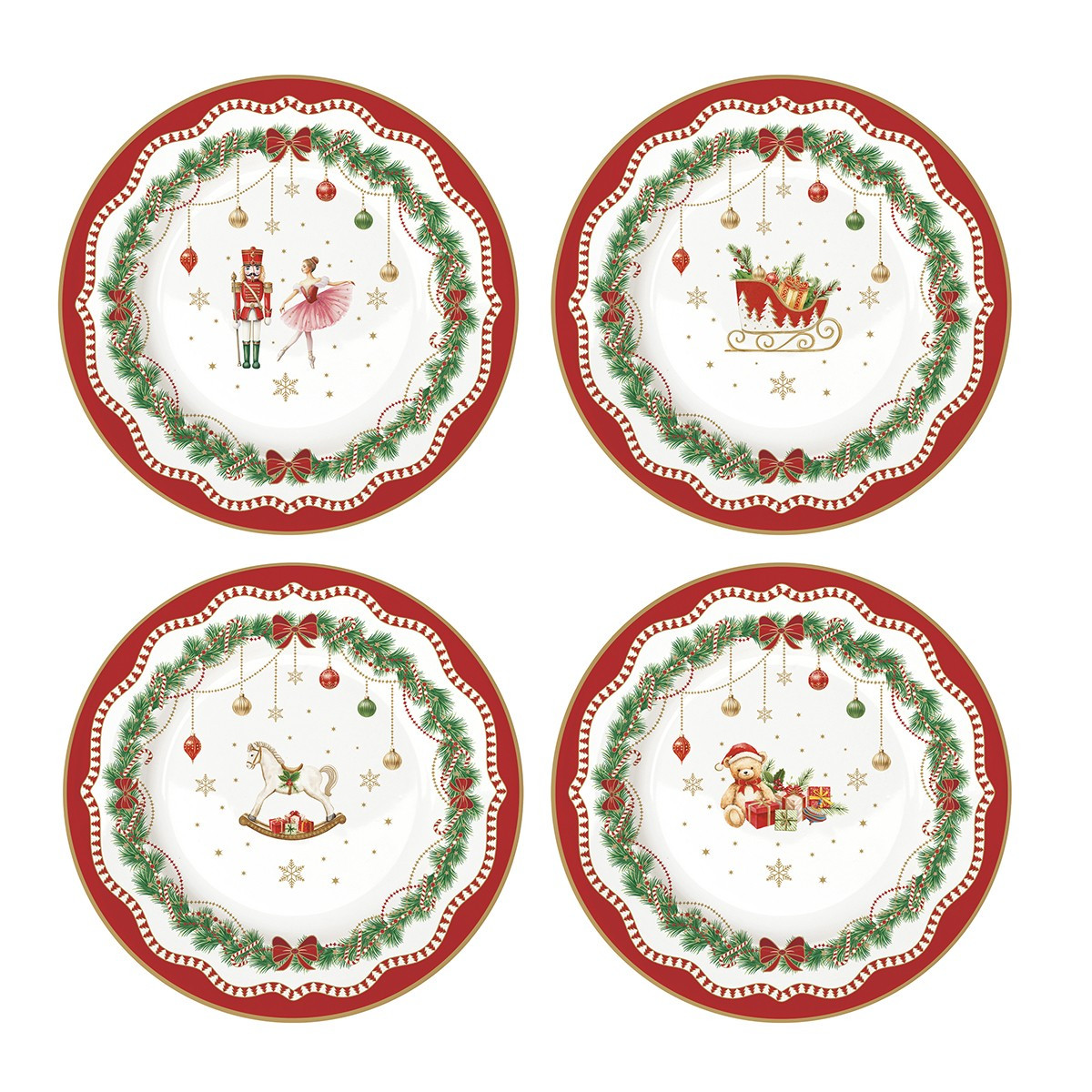 R2S R2S Χριστουγεννιάτικα Πιάτα Πορσελάνης Σετ 4τμχ Magie Noel
