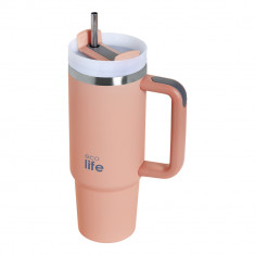 EcoLife Θερμός Ποτήρι Ανοξείδωτο Flamingo Pink Με Καλαμάκι 900ml