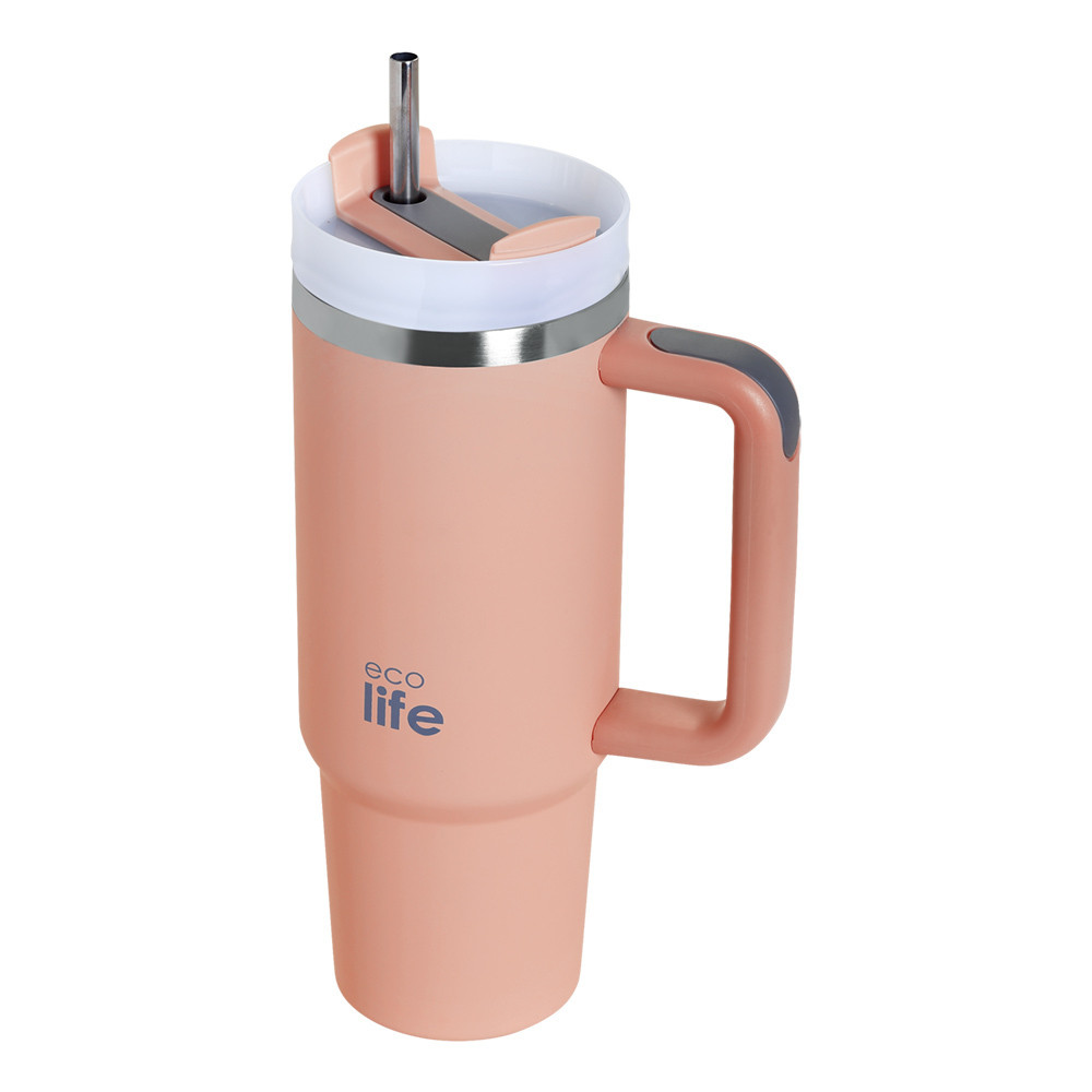 ECOLIFE EcoLife Θερμός Ποτήρι Ανοξείδωτο Flamingo Pink Με Καλαμάκι 900ml