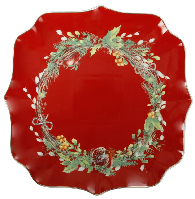 Διακοσμητικά και αξεσουαρ κουζίνας Kouzinika - ΣΗΜΑΝΤΙΚΟ: Σε περίπτωση διαφοράς τιμής από το κατάστημα ισχύει παντα και μόνο η τιμή του καταστήματος Brandani Χριστουγεννιάτικη Πιατέλα Πορσελάνης Carol 24c