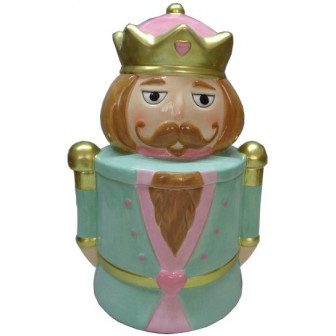 Χριστουγεννιάτικη Κεραμική Μπισκοτιέρα King Nutcracker Pastel 27cm