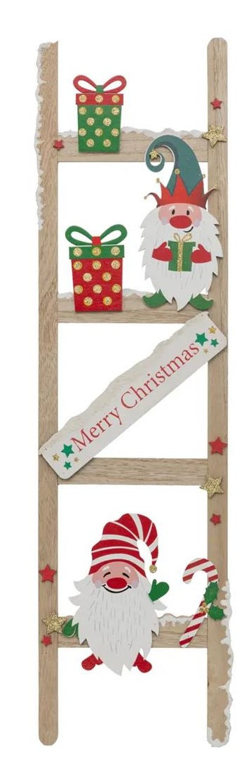 Atmosphera Χριστουγεννιάτικος Ξύλινη Σκάλα Με Ξωτικά 65cm