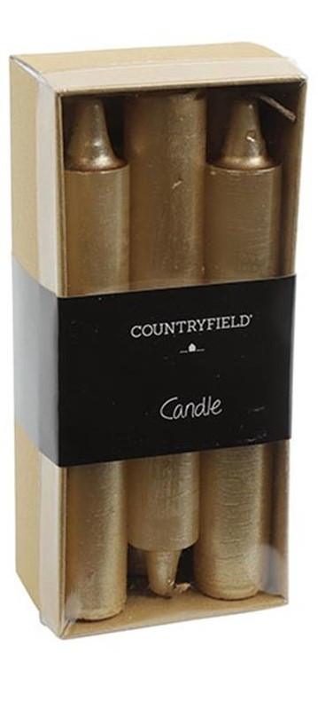 COUNTRYFIELD Countryfield Διακοσμητικό Κερί Κηροπηγίου Gold 14cm Σετ 6Τμχ.