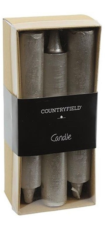 COUNTRYFIELD Countryfield Διακοσμητικό Κερί Κηροπηγίου Silver 14cm Σετ 6Τμχ.