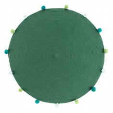 Atmosphera Παιδικό Βαμβακερό Χαλί Στρογγυλό PomPom Party 90cm Green