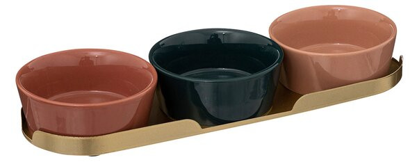 Secret De Gourmet Ορντεβιέρα Σερβιρίσματος 3 θέσεων Πορσελάνης Με Μεταλλικό Δίσκο