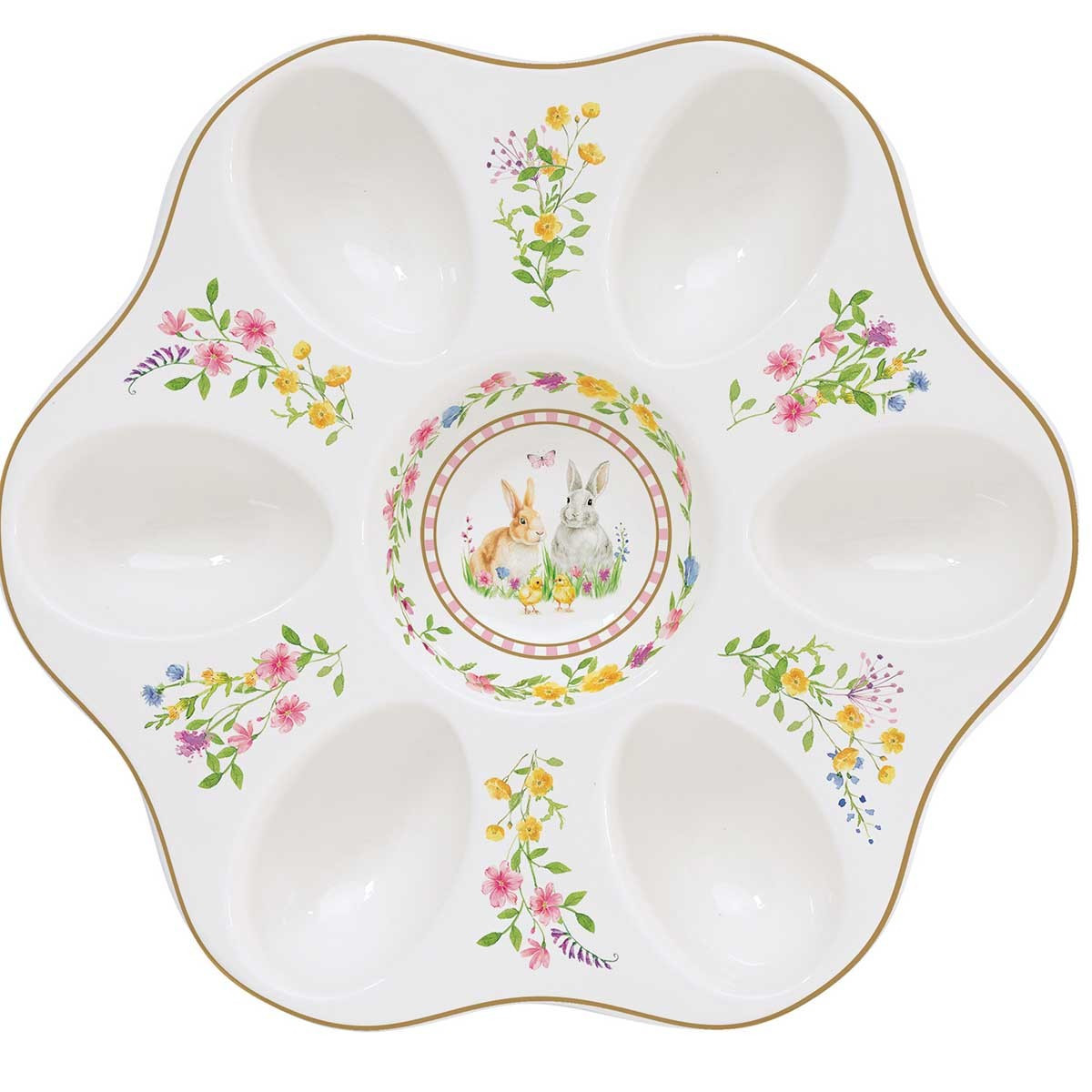 R2S Πασχαλινή Αυγοθήκη Πορσελάνης 6θέσεων Happy Easter 21cm