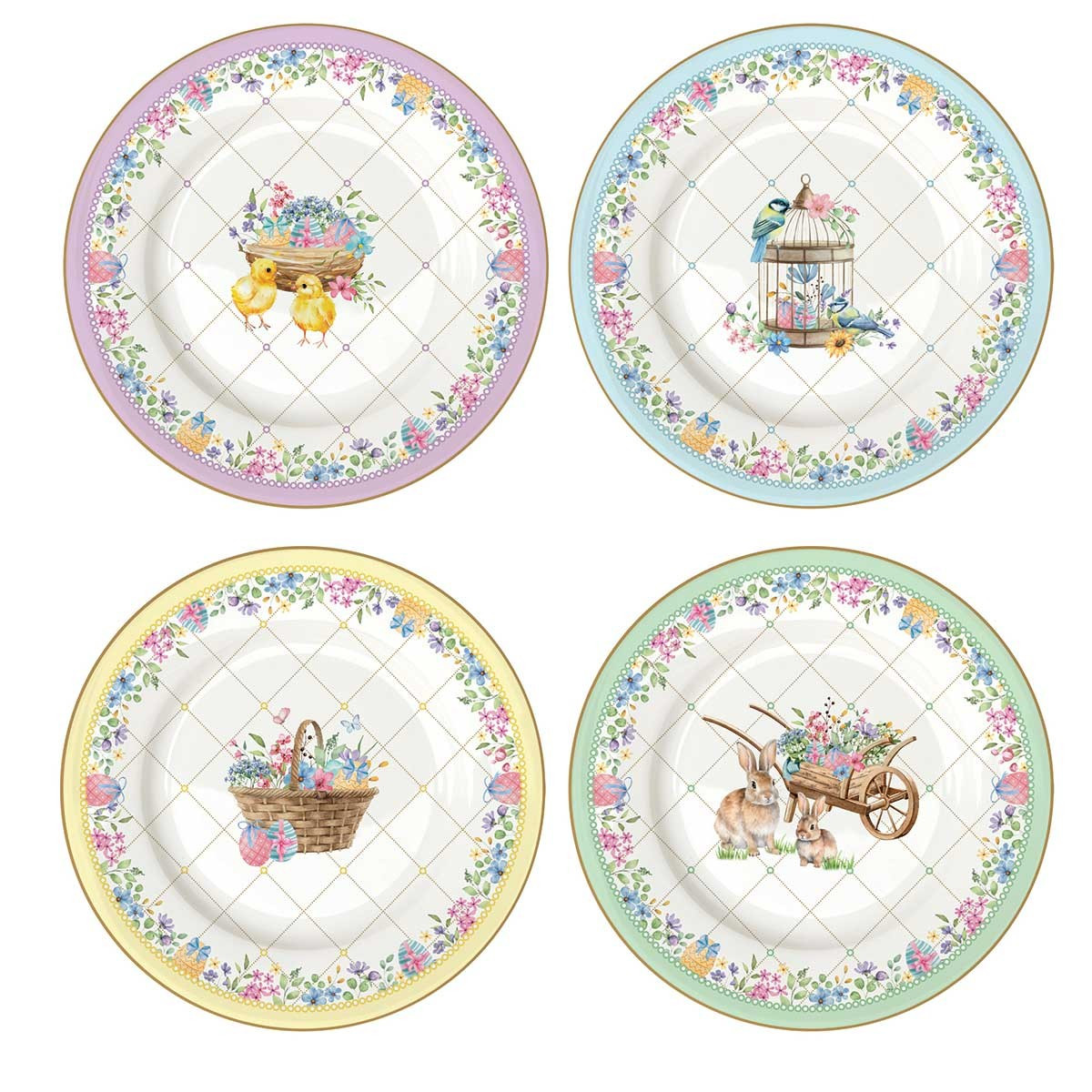 R2S Πσχαλινά Πιάτα Πορσελάνης Σετ 4τμχ. Spring Bloom