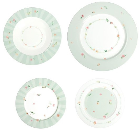 BRANDANI Brandani Σερβίτσιο Φαγητού Πορσελάνης Σετ 18τμχ Polline Light Green