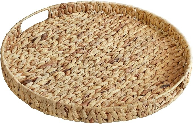 Δίσκος Στρογγυλός Ψάθινος Υδρουάκινθου Rattan Φυσικό Χρώμα 34cm