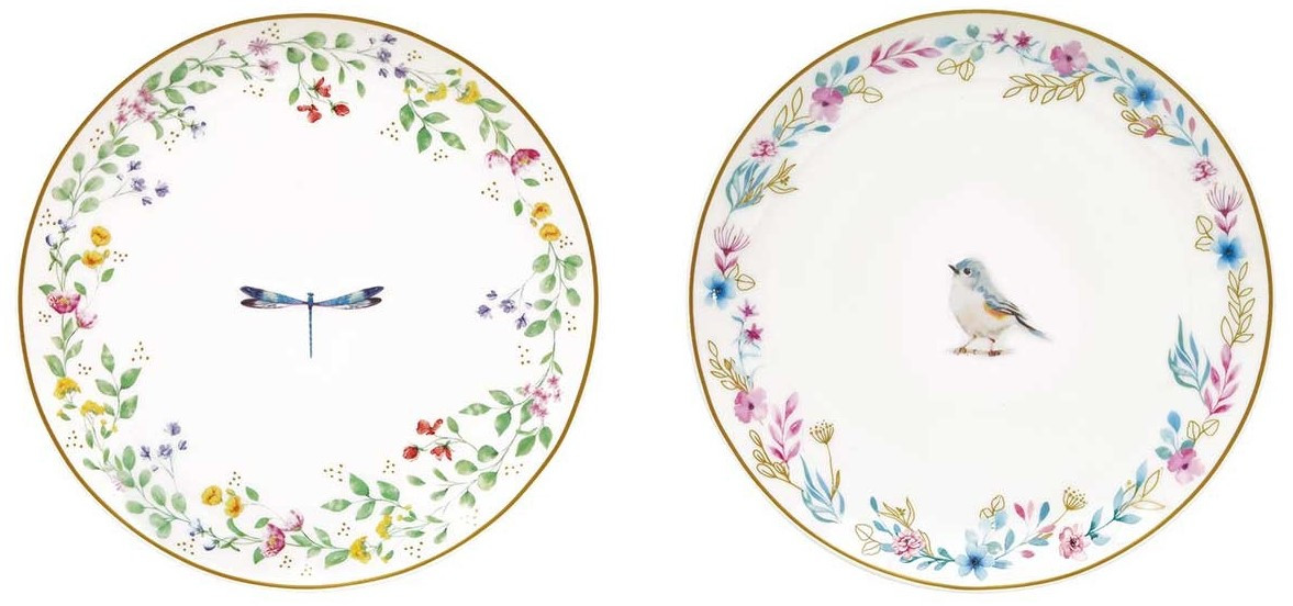 R2S Πιάτο Γλυκού Σετ 2Τμχ. Πορσελάνης Fancy Garden Love Bird 16cm