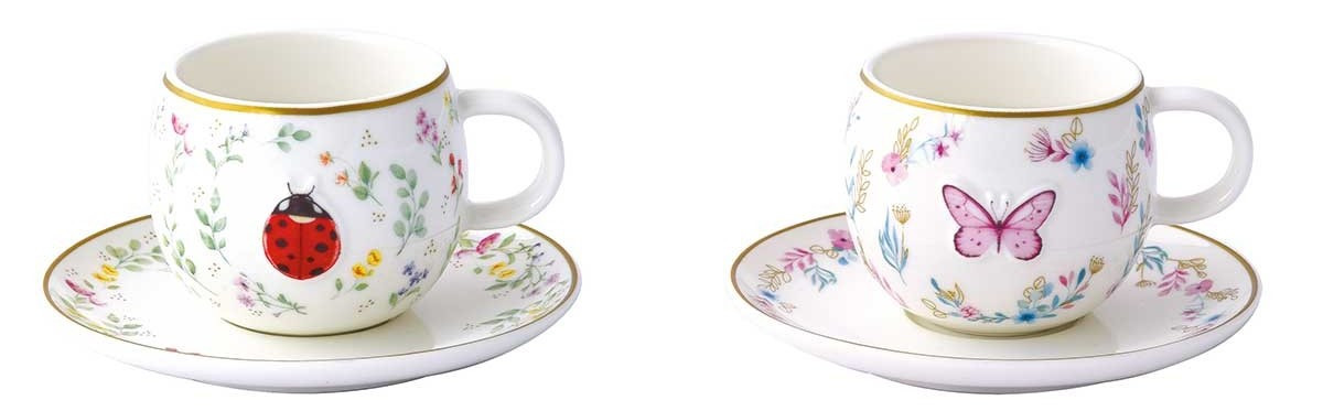 R2S Φλυτζάνια Espresso Σετ 2Τμχ. Πορσελάνης Fancy Garden Love Bug