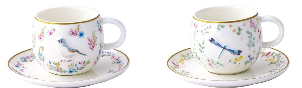 R2S Φλυτζάνια Espresso Σετ 2Τμχ. Πορσελάνης Fancy Garden Butterfly