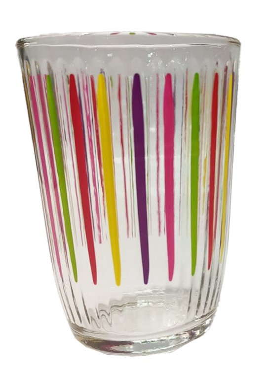 RAKLE Rakle Stripes Multicolor Ποτήρι Νερού - Αναψυκτικού 390ml Σετ 4τμχ.
