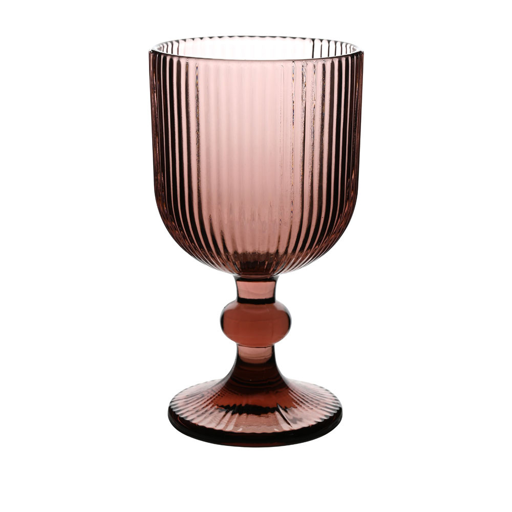 Ποτήρι Κρασιού Με Πόδι Ανάγλυφο Γυάλινο 235ml Σετ 6Τμχ. Μωβ