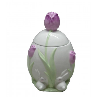 Πασχαλινή Μπισκοτιέρα Flower Pink Κεραμική 20cm Πασχαλινή Μπισκοτιέρα Flower Pink Κεραμική 20cm