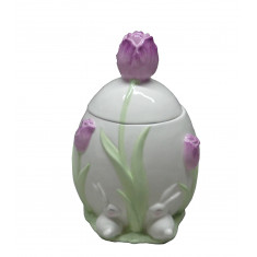 Πασχαλινή Μπισκοτιέρα Flower Pink Κεραμική 20cm