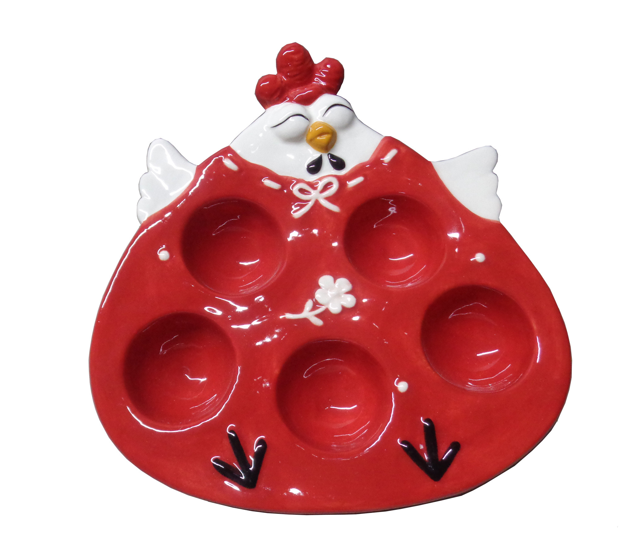 MARVA HOME Πασχαλινή Αυγοθήκη Κεραμική Poulle Rouge 5θέσεων