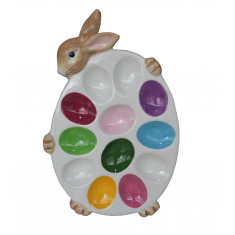 Πασχαλινή Κεραμική Αυγοθήκη Colour Rabbit 12 θέσεων