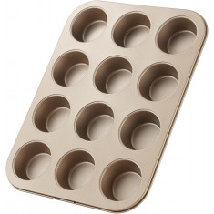 Alpina Φόρμα Για Muffins/Cupcakes Αντικολητική 12 Θέσεων Gold