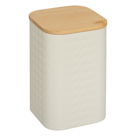 5FIVE SIMPLY SMART 5Five Μεταλλικό Κουτί Αποθήκευσης Sensia Beige Με Bamboo Καπάκι 19cm
