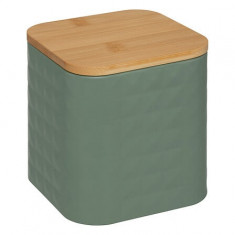 5Five Μεταλλικό Κουτί Αποθήκευσης Sensia Green Με Bamboo Καπάκι 12,6cm
